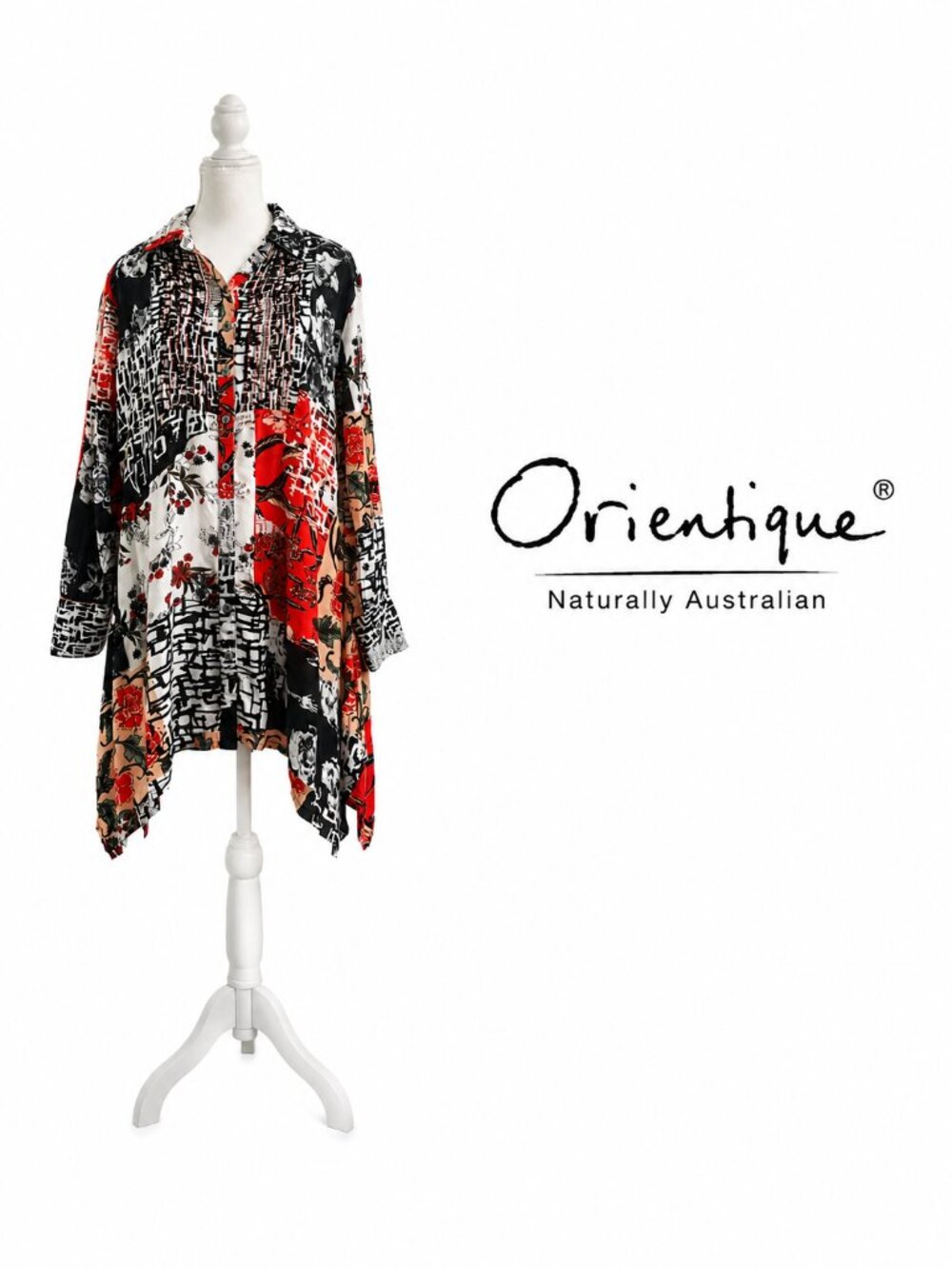 Orientique Naturally Australian Artistic Button-Front Tunic – Size S